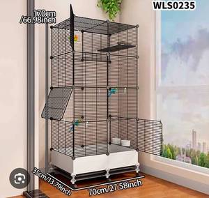 lot 15857 image: Household Bird Cage with Tray Large Tiger Skin Black Phoenix Peony Starling Special Parrot Cage New Luxury House - Retail $0
