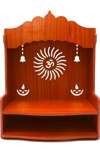 lot 15862 image: Bhavya Enterprise Divokah Beautiful Mdf Wooden Temple Pooja Mandir For Home And Office Wall Mounted Temple Puja Stand (8 Mm Plywood Thickness) (Wdn Ombell) - Retail $47