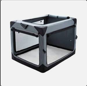 lot 15863 image: Pettycare 36 Inch Collapsible Crate for Large Dogs, 4-Door Foldable Soft Kennel with Chew Proof Mesh Windows for Indoor & Outdoor Travel - Retail $108