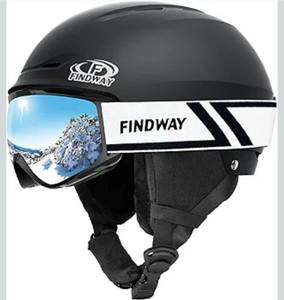 lot 15872 image: Findway Ski Helmet Set, Snowboard Helmet with Goggles for Adults Shockproof Safety Durable ABS Shell and Protective EPS Foam Inner Shell, Snow Sports Helmet and Glasses for Men Women Youth - Retail $64