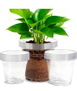 lot 15877 image: 45 Pack 7810 Inch Clear Nursery Pots with Drainage Holes,Higher Large Gallon Clear Plastic Pots for Plants,Plant Seedling Pot for Indoor & Outdoor Gardening - Retail $39
