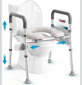 lot 15878 image: Soundfuse Toilet Seat Riser for Seniors, FSA HSA Eligible Raised Toilet Seat with Handles, Adjustable Height & Width, 400lb Handicap Elevated Toilet Seat, Fit Any Toilet - Retail $69