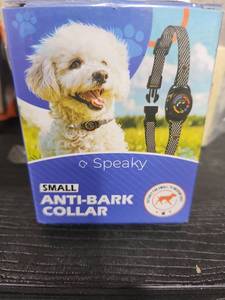 lot 15885 image: SPEAKY Bark Collar for Small Dogs 5-15lbs �� No Shock Dog Bark Collar for Small and Medium Dogs �� Bark Collar �� Smart Bark Detection �� Beep & Vibration �� Waterproof �� Rechargeable - Retail $0