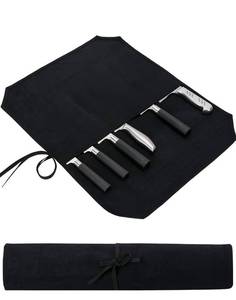 lot 15886 image: HERSENT Chef��s Knife Roll Case, Waxed Canvas Cutlery Knives Holders Protectors, Home Kitchen Cooking Tools And Utensils Wrap Bag Wallet, Multi-Purpose Brush Roll Bag, Travel Tool Roll Pouch - Retail $0