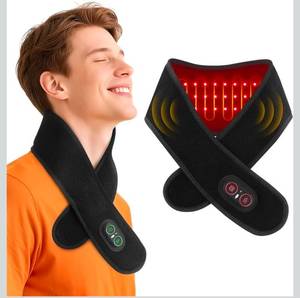 lot 15892 image: Cordless Neck Heating Pad for Pain, Neck Massager with 660nm 850nm Red Light, Heated Neck Wrap with 3000mAh Rechargeable, 3 Levels Heat & Massage, Black - Retail $39