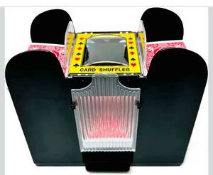lot 15894 image: Brybelly Automatic Card Shuffler 6 Deck - Battery Operated Card Shuffler for Standard-Size Cards - Single Button Operated Card Shufflers for Poker, Blackjack, Canasta and Other Card Games - Retail $55