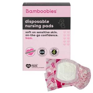 lot 8852 image: Bamboobies Disposable Nursing Pads for Breastfeeding & Sensitive Skin, Super-Absorbent Milk Proof Pads, Perfect Baby Shower Gifts, 120 Count