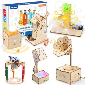 lot 8853 image: Poraxy STEM Kits for Kids Age 8-10-12, 6 in 1 Science Kits, Wooden 3D Puzzles, Toys for Ages 8-13, Building Projects Crafts Model Kits, Birthday Gifts for Boys Girls Ages 7 8 9 10 11 12 13 Years Old