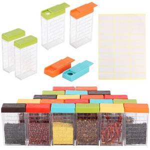 lot 8856 image: URALFA 24 Travel Spice Containers with 2-in-1 Lids, Seasoning Containers with Labels Spice Jars with Shaker Lids, Travel Spice Kit Empty Plastic Salt Pepper Shaker, Seasoning Shaker for Camping BBQ