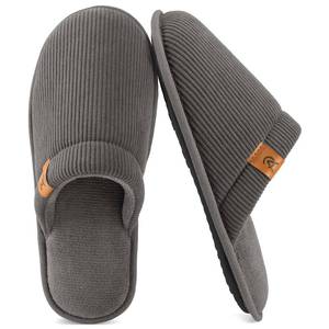 lot 8863 image: VeraCosy Mens Corduroy Scuff Slippers Soft Comfy Memory Foam Non-slip Indoor House Shoes Steel Gray, 11-12 US