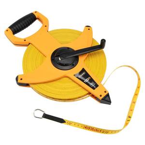 lot 8868 image: LAND 330FT100M Heavy Duty Fiberglass Tape Measure - 12-Inch Wide, Dual InchMetric Scale, Durable Open Reel Measuring Tape for Surveying, Engineering, Runway Construction