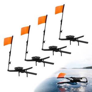 lot 8873 image: RQuanZJ 4Pcs Ice Fishing Tip-Up Foldable with Orange Pole Flags - Tip Ups Ice Fishing Gear and Equipment Strike Indicators, Flag Traps Accessory for Angler Tackle