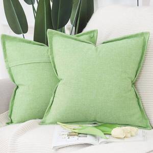 lot 8897 image: MADIZZ Set of 2 Linen Throw Pillow Covers with Broad Edge Soft Boho Decorative Pillow Cases for Sofa Bedroom Modern Pillow Shell 20x20 Inch Green