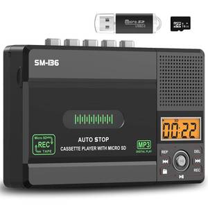 lot 8898 image: SEMIER Small Cassette Tape Player, USB C or SD Card Audio Cassette to MP3 Digital Converter, Record to CassetteComputerSD Card via Mic, Loud Speaker, Headphone Jack, 16GB SD Card for Type I Tapes