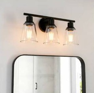 lot 8828 image: Project Source Reno 18-in 3 Light Matte Black Transitional Bathroom Vanity light