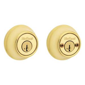lot 8837 image: Kwikset SmartKey Security Polished Brass Metal Double Cylinder Deadbolt