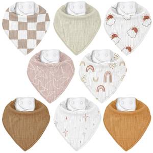 lot 8916 image: CIVARUA KIDS Muslin Baby Bibs 8 Pack, Baby Bandana Drool Bib for Drooling and Teething, Cotton Soft Absorbent for Girls Boys Good Night