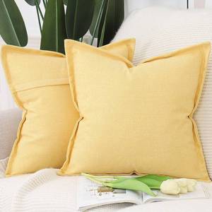 lot 8918 image: MADIZZ Set of 2 Linen Throw Pillow Covers with Broad Edge Soft Boho Decorative Pillow Cases for Sofa Bedroom Modern Pillow Shell 20x20 Inch Yellow