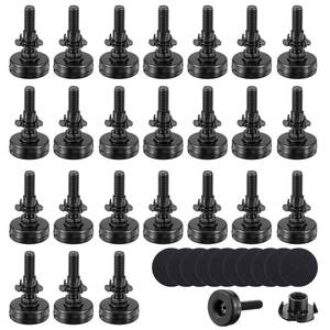 lot 8922 image: mekueeex 24 Pieces Adjustable Leveling Feet with T- Nut Kit 38-16 Thread Furniture Levelers Metal Adjustable Feet Heavy Duty Legs Height Adjuster for Table Chair Desk Cabinets Sofa, Black
