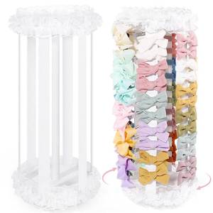 lot 8933 image: POVETIRE Bow Holder for Girls Hair Bows,360 Rotation White Hair Bow Organizer, Hair Clips Stand Hair Accessories Rack Display Decors Baby Nursery Toddler Girls Room