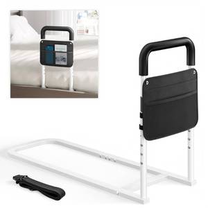 lot 8939 image: Bed Rails for Elderly Adults Safety - Adjustable Flat-Tube Design Bedrail for seniors with Storage Pocket and Non-Slip Handle for Getting in&out of Bed, hold up to 300LBs - Fits Twin Full Queen King