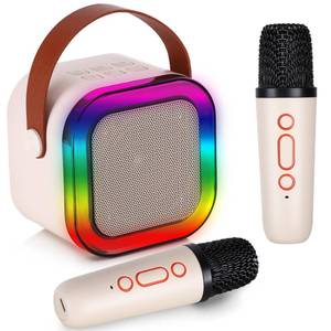 lot 8953 image: Mini Karaoke Machine with 2 Wireless Microphones, Kids Karaoke Machine for Girls 18 Pre-Loaded Songs 4, 5, 6, 7, 8, 10, 12 Years Old Teens Birthday White Blue (White)
