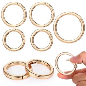lot 8956 image: 5 Pcs Spring O Ring Clip for Purse Strap 3 Sizes Flat Trigger Spring O Rings Gold Carabiner Metal Gold Key Ring Snap Clip Key Chain Hooks Replacement for DIY Keyrings Buckle, Bags,Purses