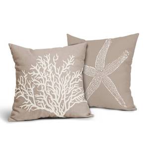lot 8976 image: ABSOP Tan Starfish Throw Pillow Covers 18x18 Inch Set of 2 Coastal Coral Beach Nautical Pillow Covers Summer Farmhouse Pillowscase Linen Square Cushion Covers for Sofa Couch Bedroom Home Decoration