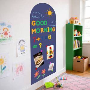 lot 8984 image: Magnetic Chalkboard Decal, 39 x 18 Self Adhesive Magnet Wall Decal Sticker Arch Chalk Board Wallpaper Peel and Stick (Blue)