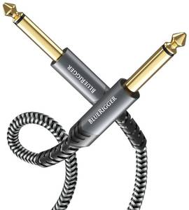 lot 8990 image: BlueRigger 6.35mm Instrument Cable 6FT (14 Mono TS Unbalanced Electric Guitar Cable, Speaker Cables) Bass Amp Cord for Electric MandolinGuitar, Keyboard, Amplifier with Alloy Shell, Braided Jacket