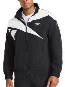 lot 8992 image: Reebok Mens Track Jacket, Standard Fit, Lightweight Nylon Fabric, Black, 2XL