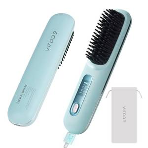 lot 9731 image: Cordless Hair Straightener Brush 2 in 1-5000W Ionic Ceramic Travel Flat Iron for Quick Styling, Mini Hair Straightener & Curler with LCD Screen, Portable for Women, Salon & Student Use Sea Blue