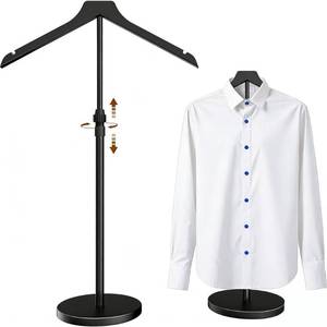 lot 9737 image: Abiglifty Shirt Display Stand, 20-34 Inch Height Adjustable Mannequin Torso for Vendors Shop, Clothing Display Stand for Clothing Dress Garment Coat Retail (Black)