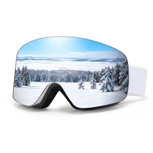 lot 9757 image: MXJ Gear Ski Goggles YH227,Over Glasses Snowboard Goggles,UV 400 Protection Anti Fog Snow Goggles for Adult Men Women Youth Snowmobile (White Frame-Sliver Lens-VLT 13%)