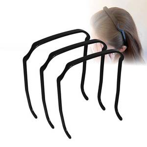 lot 9758 image: Sunglasses Shape Invisible Hair Hoops-Square Hairband Curly Thick Headband Square Invisible Hairband for Women &amp Men (black(3pc), large)