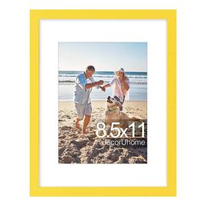 lot 9761 image: decorUhome 8.5 by 11 Picture Frame, Display Pictures 6x8 with Mat or 8.5x11 without Mat, Wall & Tabletop Display Certificate Frame, Yellow, 1 Pack