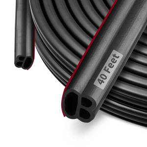 lot 9763 image: Fingwerk 40 Feet Weather Stripping Door Seal Large Gap, Self-Adhesive Universal Car Weather Stripping Door Seal Strip for Door Frame, Easy Installation(Black)