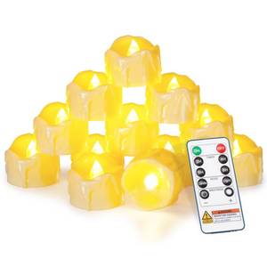 lot 9769 image: Homemory 12pcs Remote Timer LED Tea Lights Candles, 400Hours Flickering Flameless Battery Votive Tealights for Tabletop Lighting, Centerpieces Decor, Holiday, Ivory Base