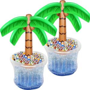 lot 9774 image: Zcaukya Set of 2 Inflatable 60 Blow Up Palm Tree Cooler for Tropical Hawaiian Party Supplies Pool Party Decorations