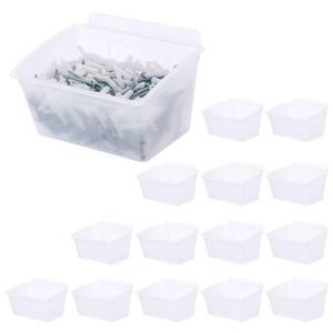 lot 9776 image: Sumnacon Slatwall Bins 14 Pcs Slatwall Organizer for Garage Plastic Slatwall Storage Bins for Storing Garage Accessories Multiple Stackable Slatwall Tool Organizer for Workshops,Transparent