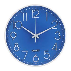 lot 9778 image: bakbrand Wall Clock Non-Ticking Silent Modern Simple Style Round Decor Clock Stereoscopic Dial Quartz Wall Clocks for HomeOfficeSchoolLiving RoomBedroomKitchen (Dark Blue, 8inch)