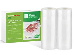 lot 9779 image: Bonsenkitchen Vacuum Sealer Bags Rolls, 8 in x 50 ft Rolls 2 pack Durable Food Sealer Bags, Commercial Grade, Heavy Duty, BPA Free, Seal a Meal, Great for Food Storage & Sous Vide Cooking, VB23