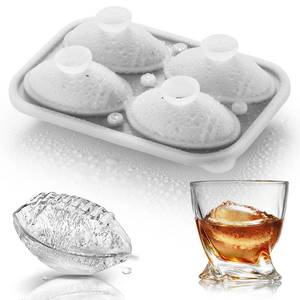 lot 9787 image: ACOOKEE Silicone Football Ice Cube Mold Fun Shapes, Novelty Football Gifts, 2.2 Large Craft Round Sphere Ice Ball Molds For Game Day, Whiskey, Cocktails, Bourbon, Super Bowl