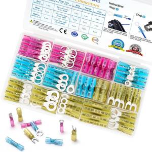 lot 9801 image: TICONN 120Pcs Heat Shrink Wire Connectors, Waterproof Automotive Marine Electrical Terminals Kit, Crimp Connector Assortment, Ring Fork Spade Butt Splices