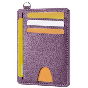 lot 9804 image: Mayski Slim Wallet, Credit Card Holder for Women, Minimalist Front Pocket RFID Blocking Card Cases, Small Wallet Women Men(Litchi Lavender)