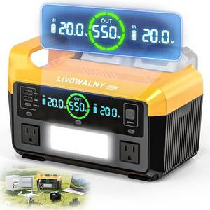 lot 9810 image: 550W Power Station Compatible with Dewalt LIVOWALNY Portable Generator DC 20V to AC 110-120V, Pure Sine Wave Power Inverter Battery Adapter Phone Charger 2 USB-A & 1 Type-C & 2 AC Outlet (Tool Only)