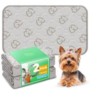 lot 9814 image: FXW Washable Pee Pads for Dogs, Puppy Pads with Super Absorbent, Specifically Designed for 24inch Cages, 17 x 23 Rectangle, Khaki, 2 Packs