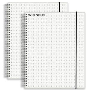 lot 9823 image: WRENBEN 2PCS Dotted Spiral Notebook 5.7 x 8.3 with 120gsm Thick Paper, Elastic Band and Transparent Hard Cover, 160 Pages per Bullet Dotted Journal (2 Pack, A5)