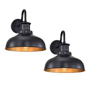 lot 9835 image: Diyel Outdoor Barn Lights, Farmhouse Outdoor Wall Sconces, Rustic Exterior Wall Mount Lights, Vintage Outside Lighting Fixtures, Industrial Black Gold Lanterns for Barn Shed Porch Garage Patio, 2 Pack