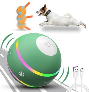 lot 9881 image: OULUXYLS Dog Balls,The 3rd Generation Interactive Toys for PuppySmallMediumLarge Dogs,Improved Dog Rolling Effect Tennis Ball with Strap, Tough Motion Activated Automatic Moving Dog Toys (Green)
